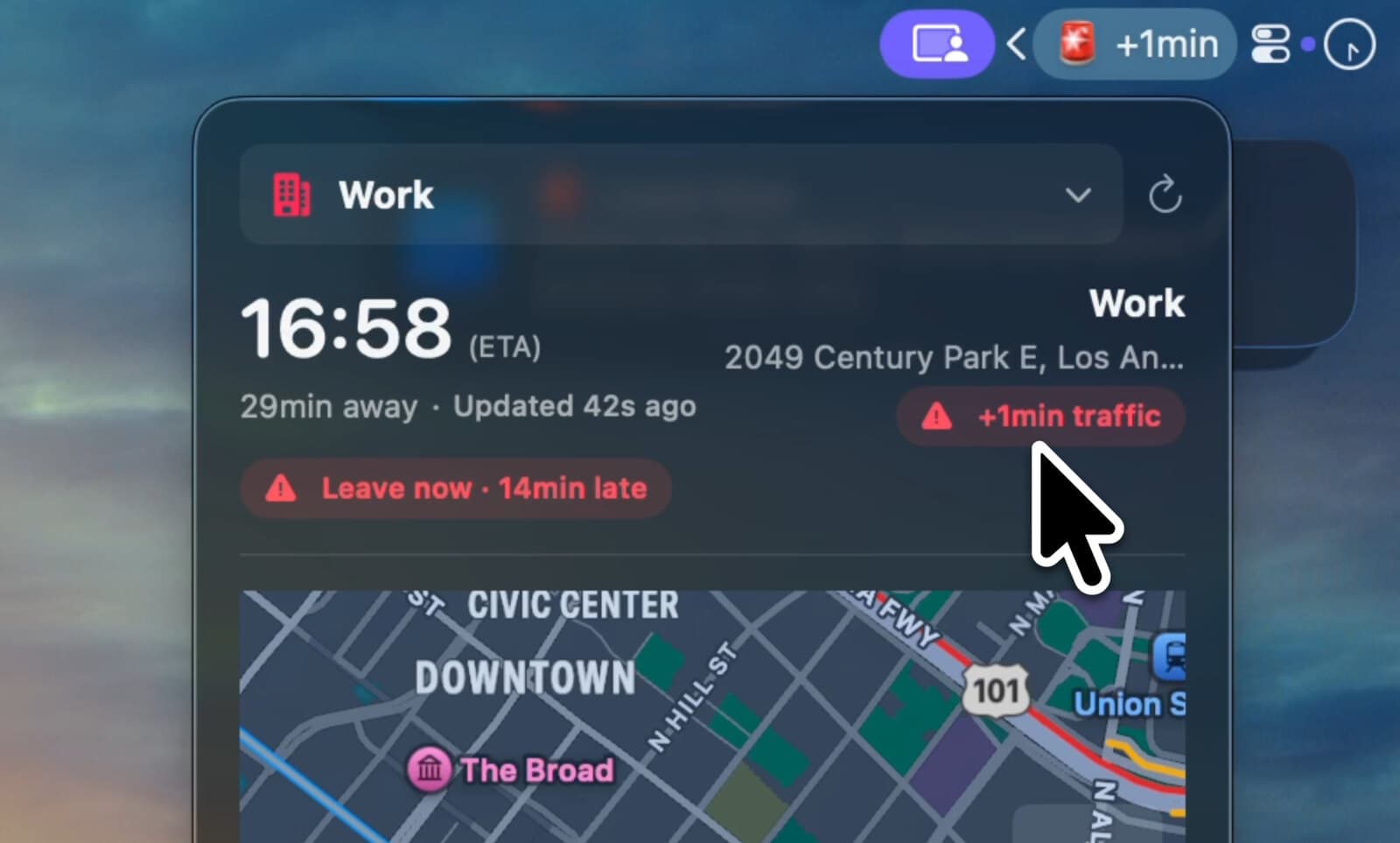 Live ETA in the menu bar